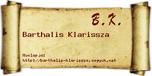 Barthalis Klarissza névjegykártya